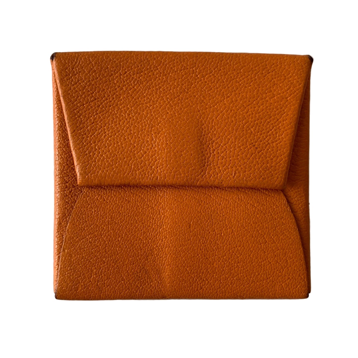 Hermes orange leather coin pouch wallet authentic with COA box