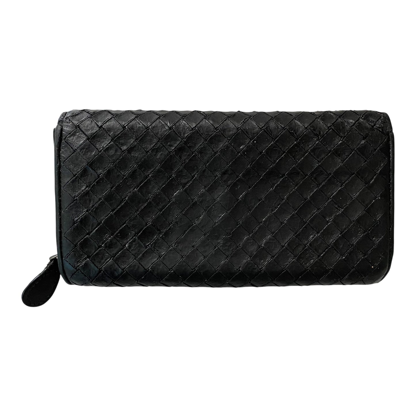 Bottega Veneta intrecciata black leather long wallet Authentic with coa