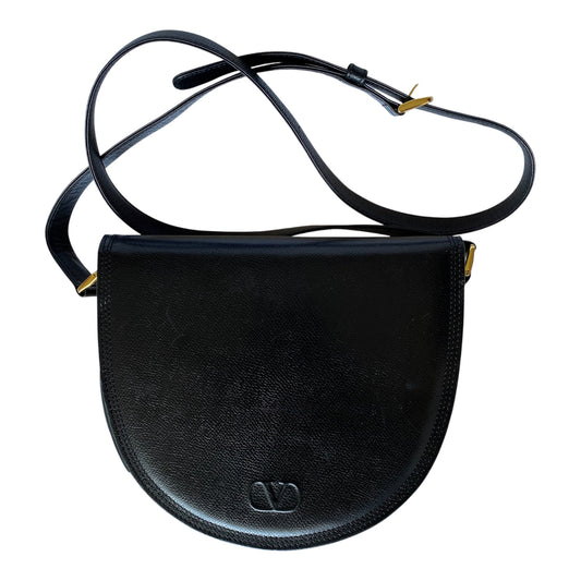 Valentino V logo black leather crossbody bag Authentic with COA