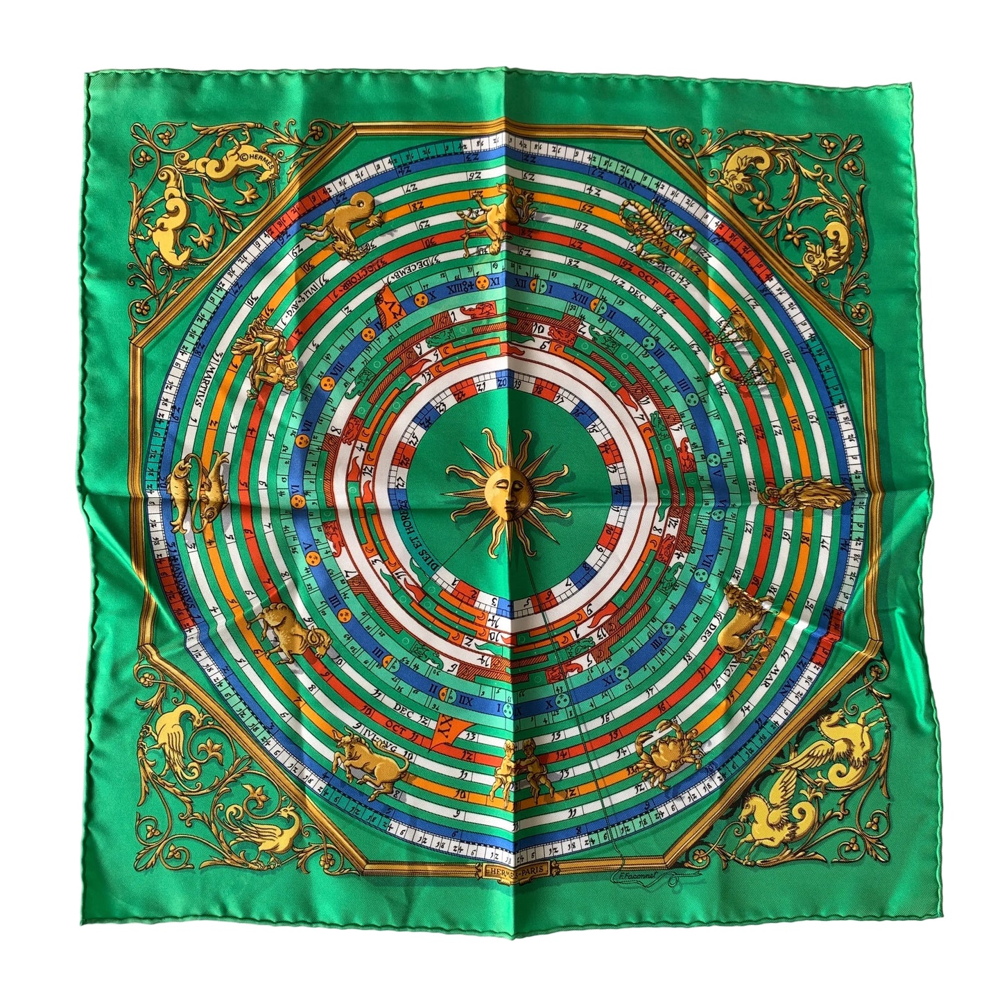 Hermes carre 40 silk scarf Authentic with COA 16 inch
