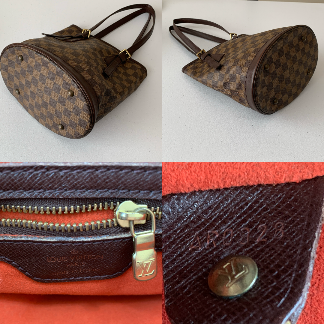 Louis Vuitton Damier Ebene Ar0928 bucket bag PM authentic with COA