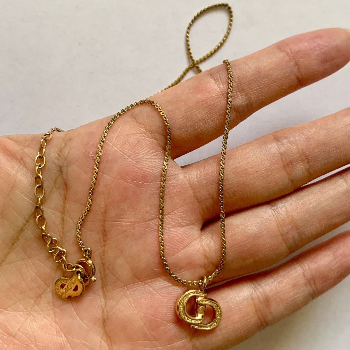 Authentic Dior CD logo gold color necklace