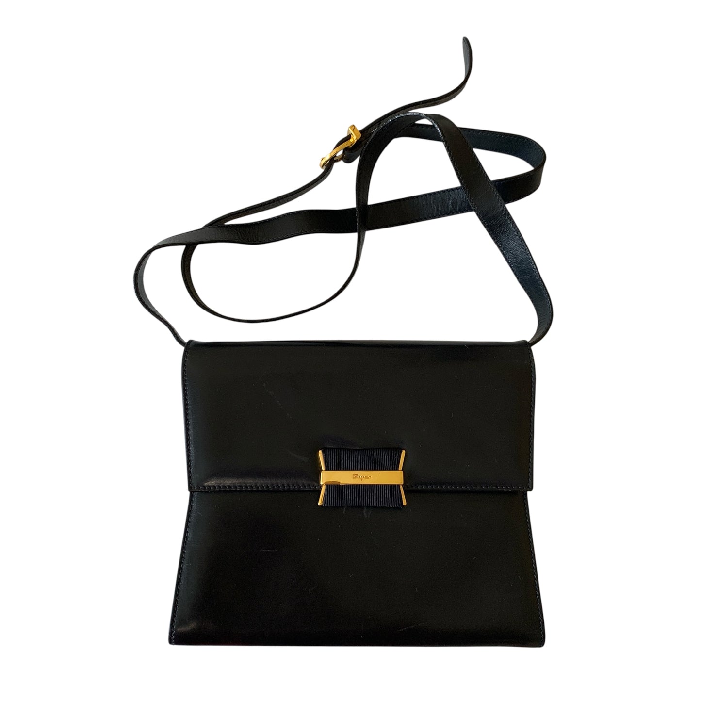 Ferragamo Navy blue leather crossbody bag purse authentic with COA