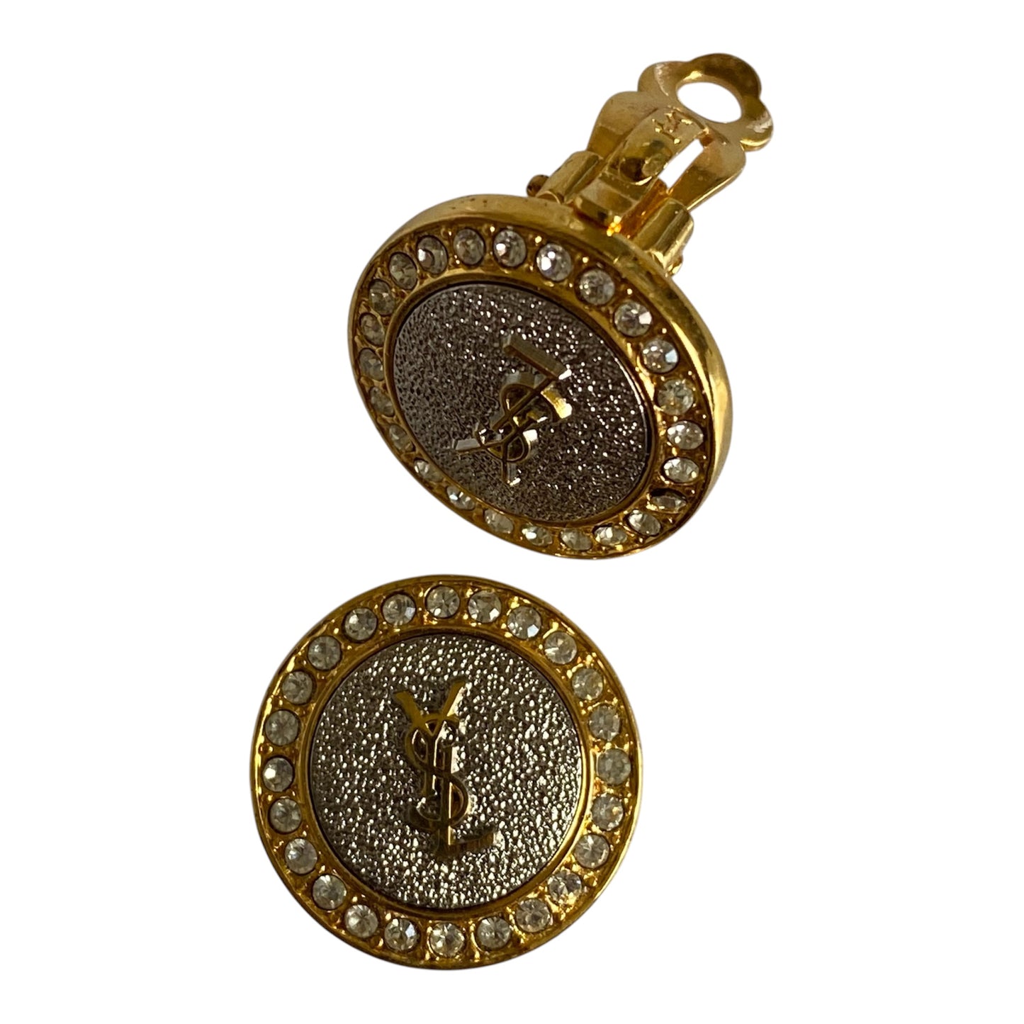 Yves Saint Laurent YSL logo clip on Earring Authentic with COA