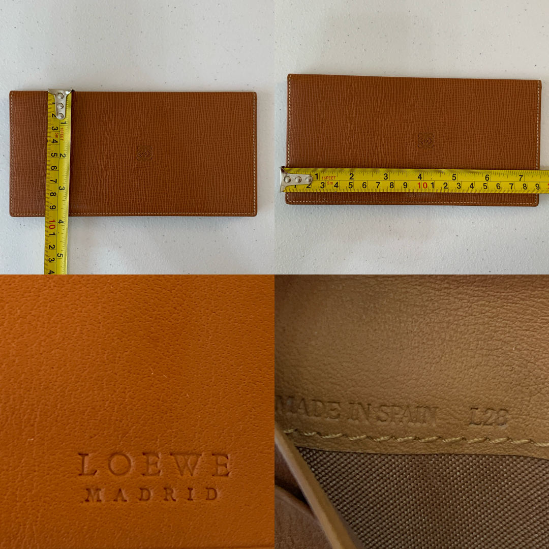 Loewe brown leather unisex card holder wallet authentic with COA