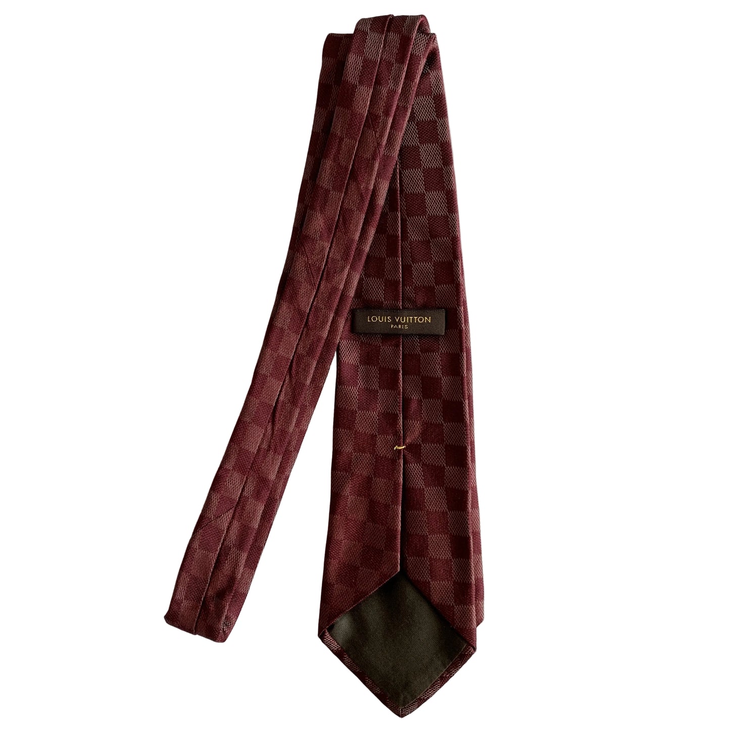 Louis Vuitton burgundy damier silk tie authentic with COA