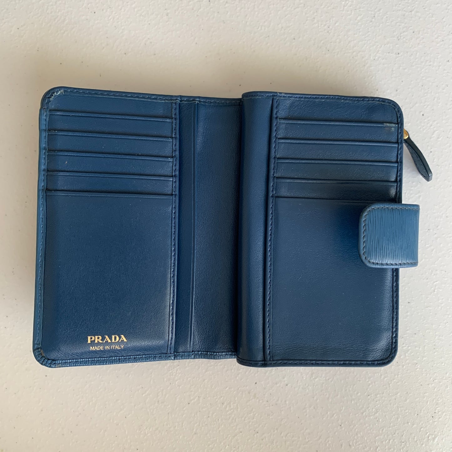 Prada wallet blue leather authentic with COA