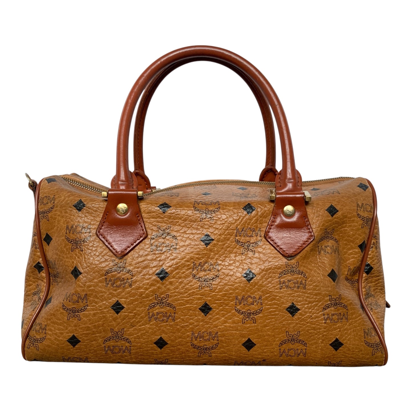 MCM cognac Boston tote bag Authentic with COA 13.5x8.3x7.5
