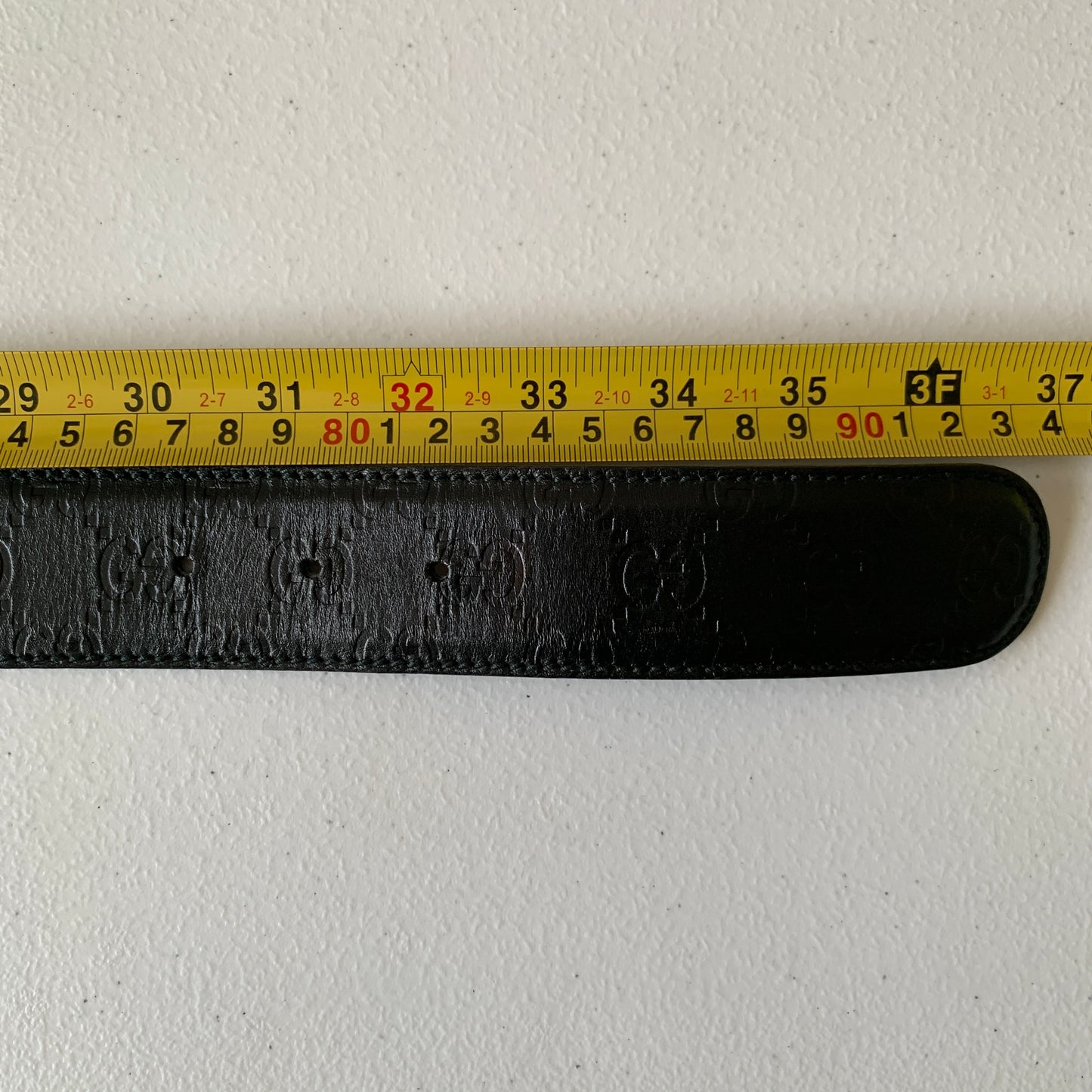 Gucci GG monogram black leather Belt unisex 85cm 34 inch Authentic with COA