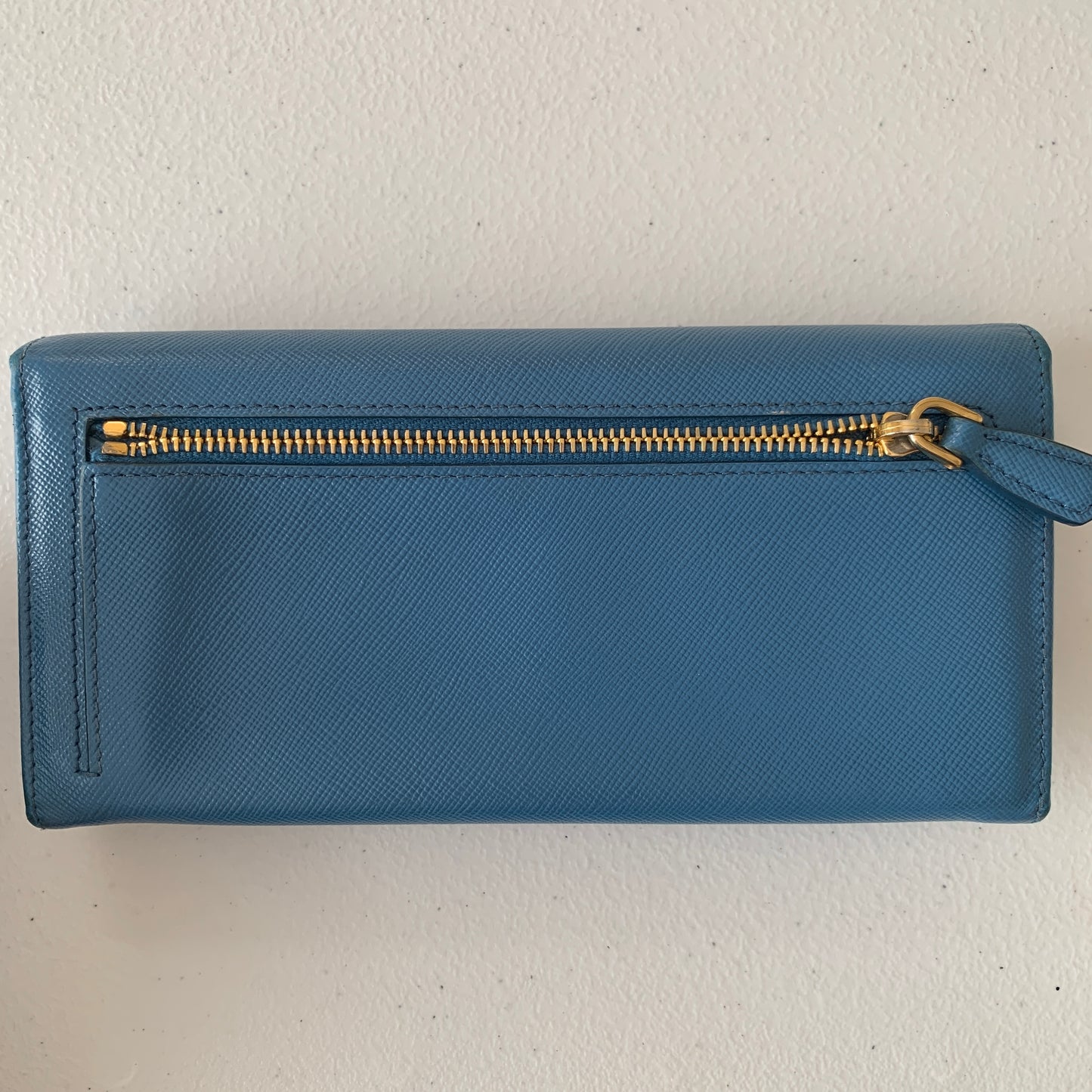 Prada women’s blue saffiano leather long wallet authentic with COA