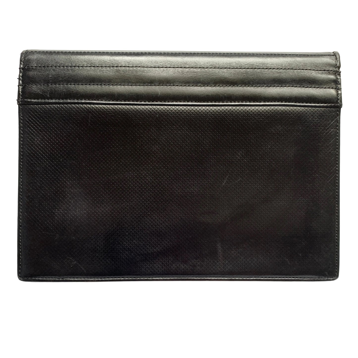 Yves Saint Laurent vintage YSL logo black leather clutch bag Authentic with COA 9.1x6.7x2