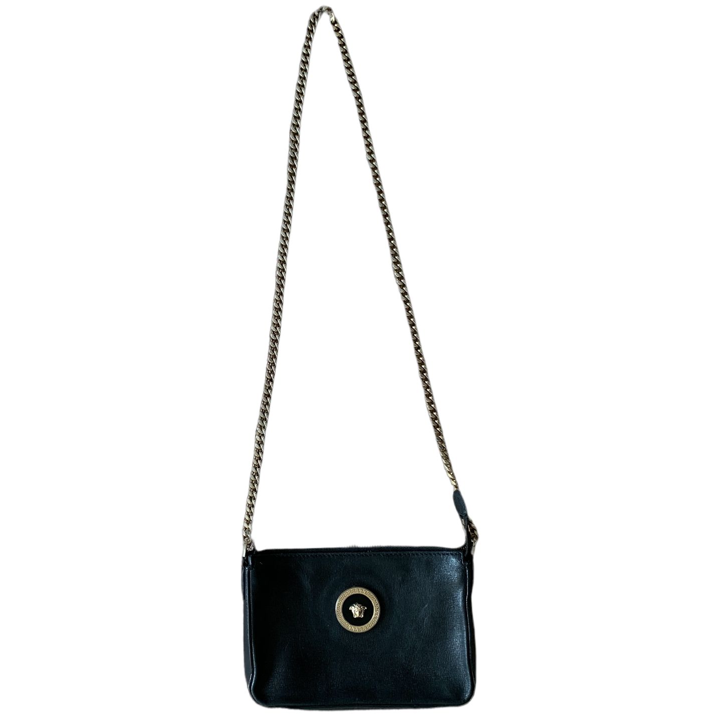 Authentic Versace medusa black leather crossbody bag