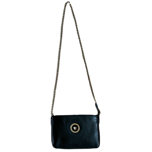 Authentic Versace medusa black leather crossbody bag