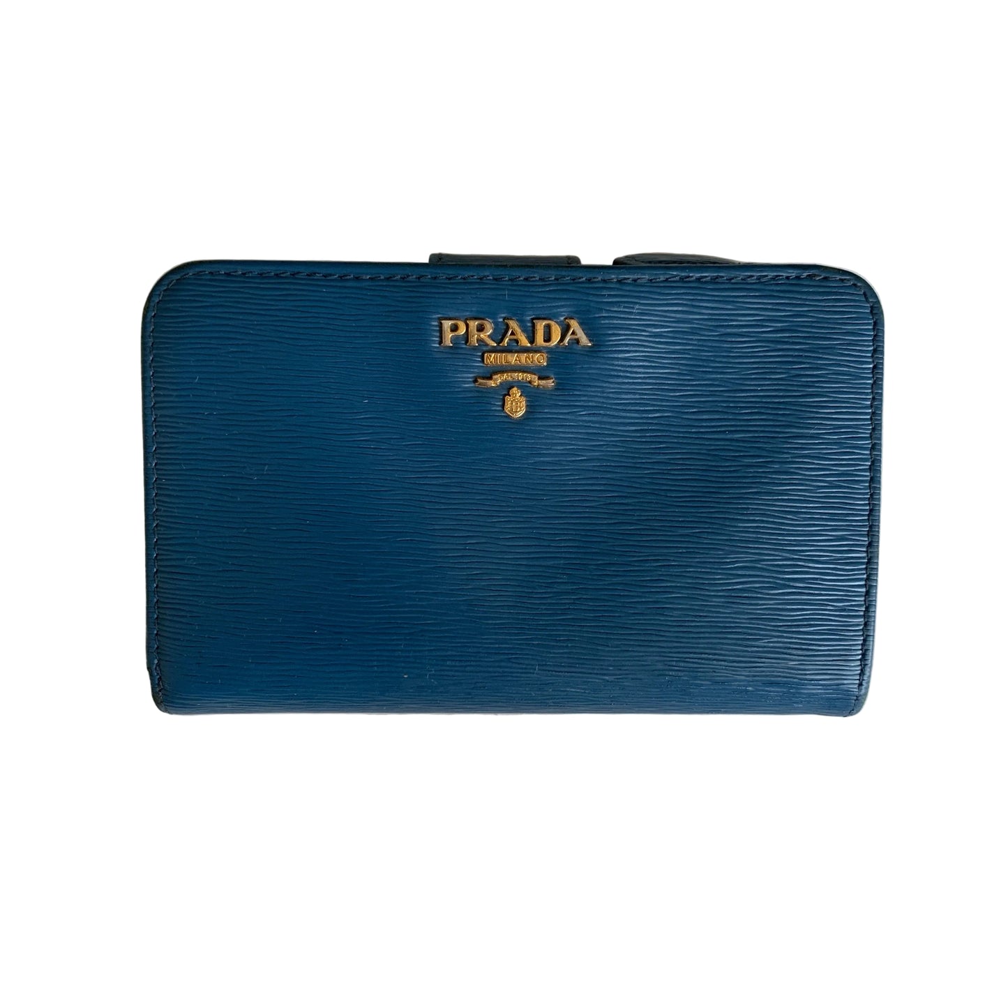 Prada wallet blue leather authentic with COA