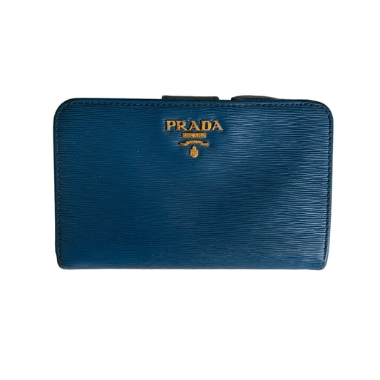 Prada wallet blue leather authentic with COA