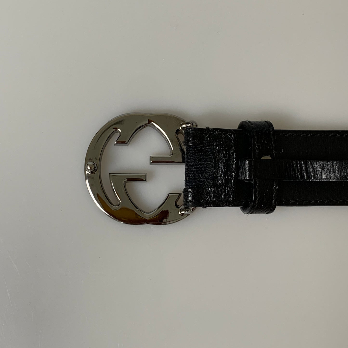 Gucci black monogram Belt authentic with COA 85 cm 34”