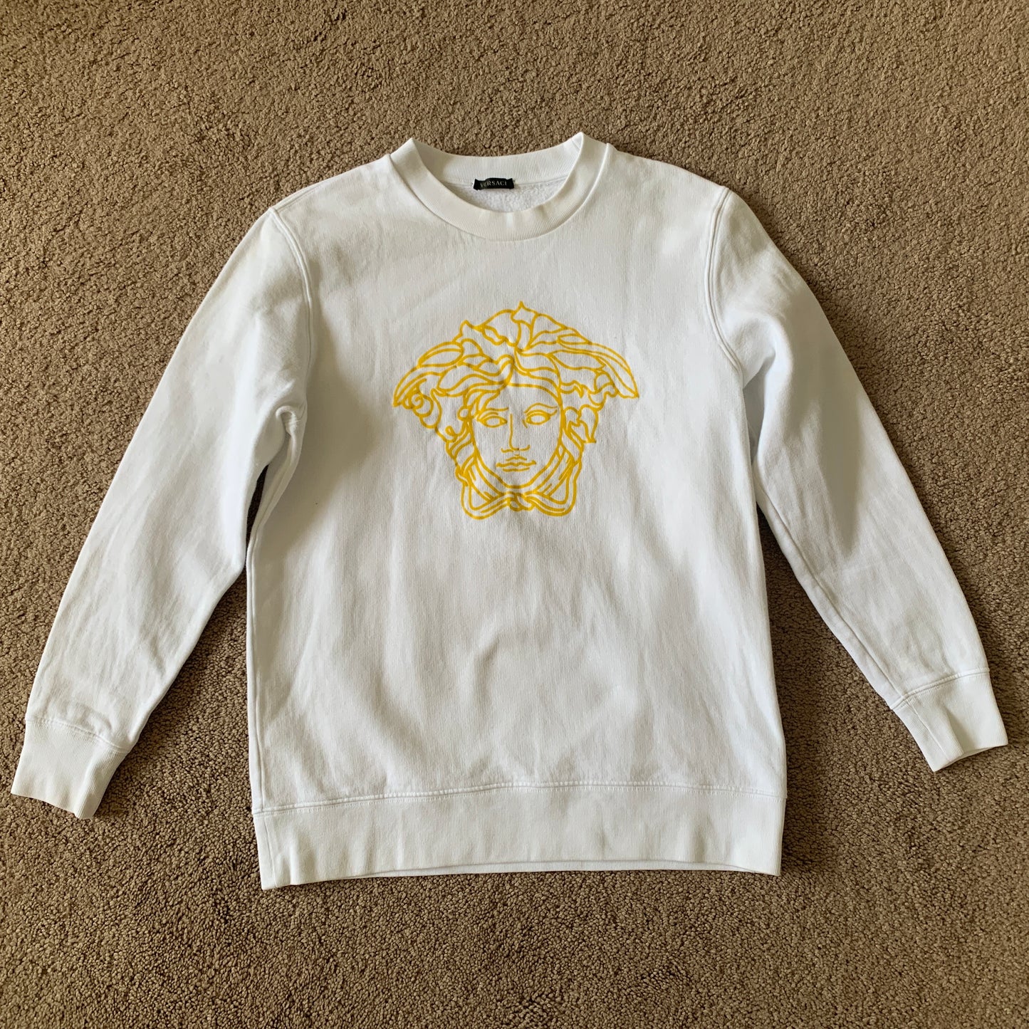 Authentic Versace women’s white cotton sweatshirt in with medusa logo