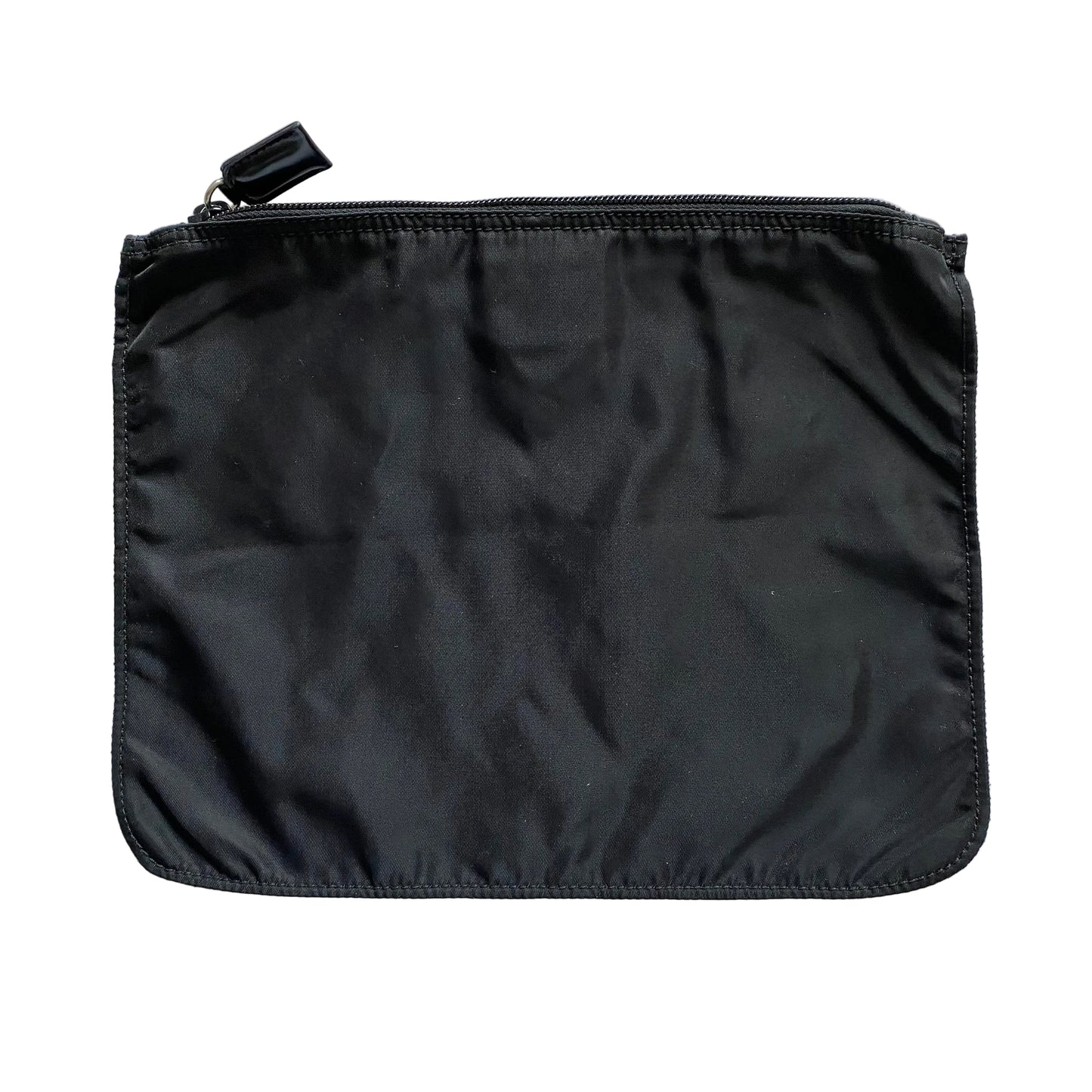 PRADA triangle logo nylon large pouch Authentic with COA