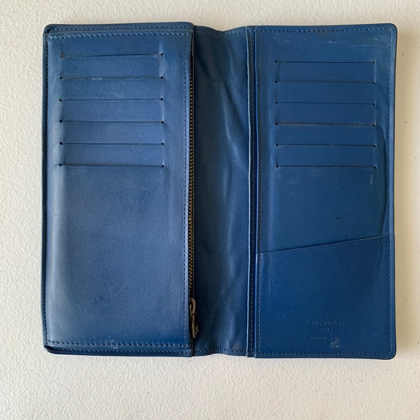 Louis Vuitton damier Blue leather brazza wallet CA0134 authentic with COA 3.8x