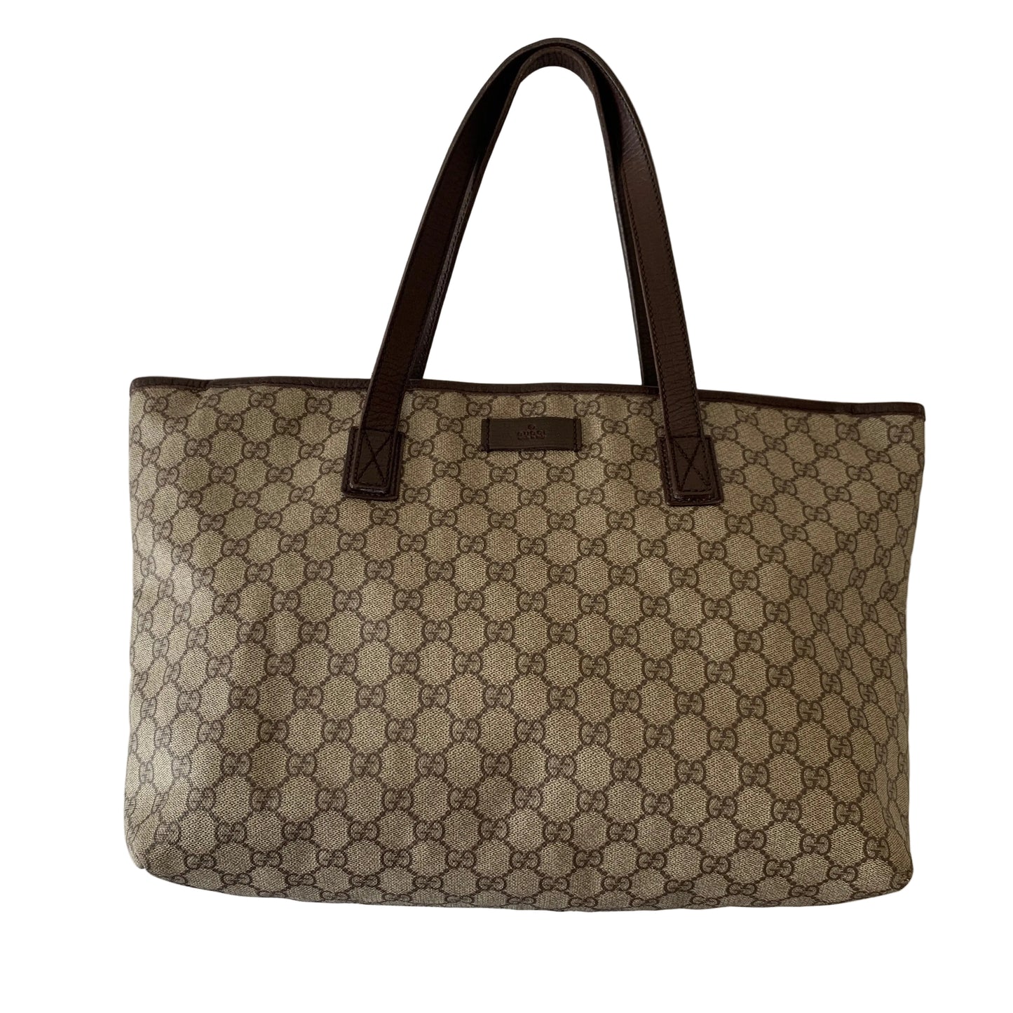 Gucci GG supreme canvas and brown leather tote bag authentic with COA