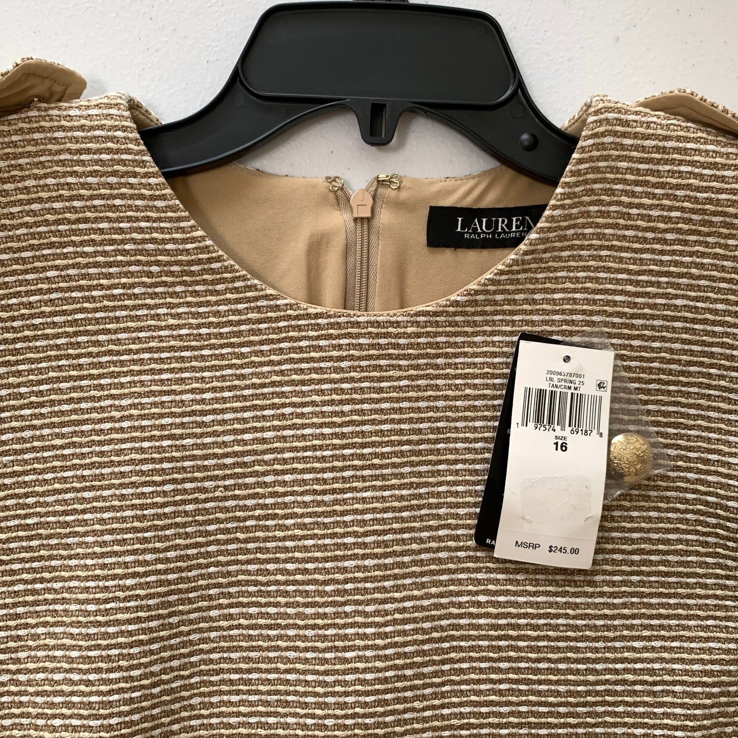 Lauren Ralph Lauren Women’s NWT tan/cream business causal dress size 16