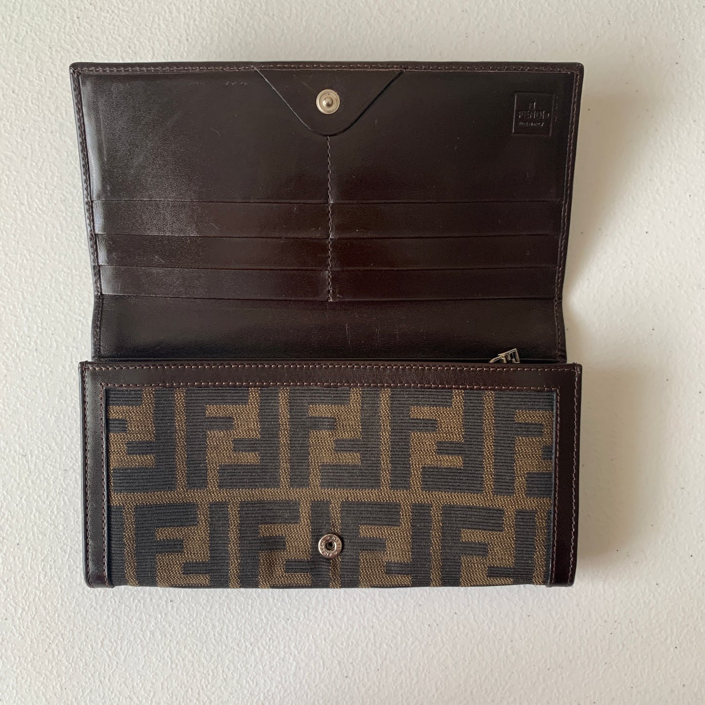 Fendi zucca monogram long wallet authentic with COA and box