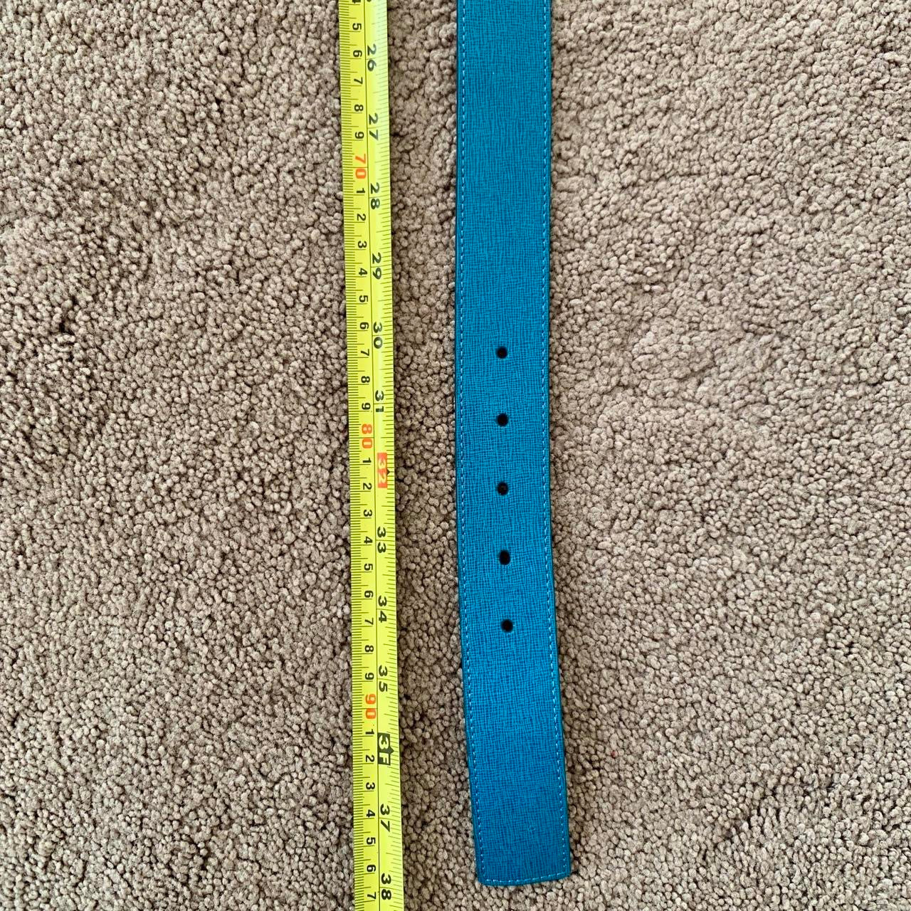 Authentic FENDI Women’s FF gold buckle blue leather belt