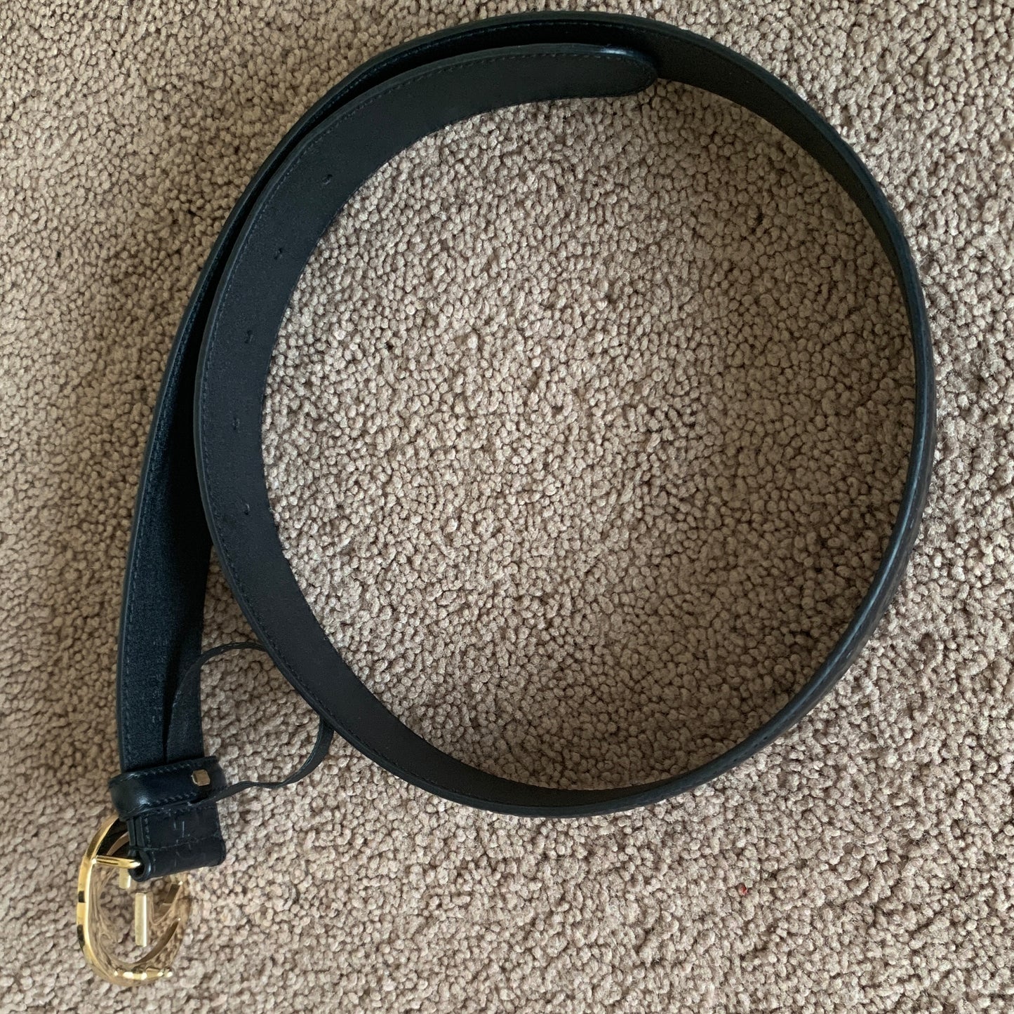 Authentic Gucci unisex signature monogram black leather belt