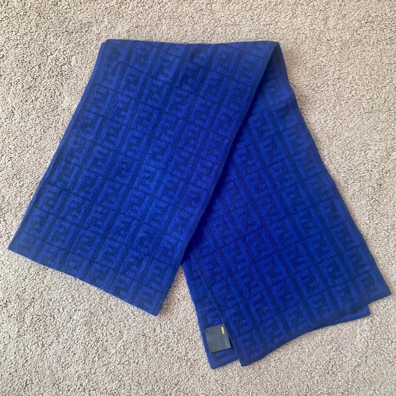 Authentic Fendi unisex double sided monogram wool and cashmere scarf