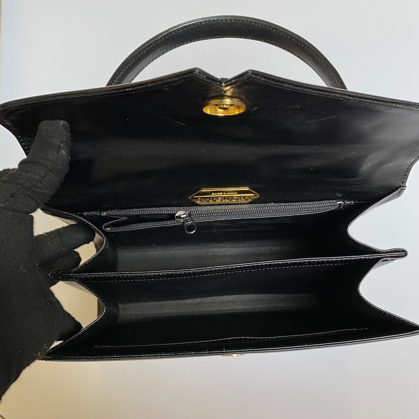 Givenchy vintage black leather handbag Tote bag Authentic with COA box 9.5x8x3.5