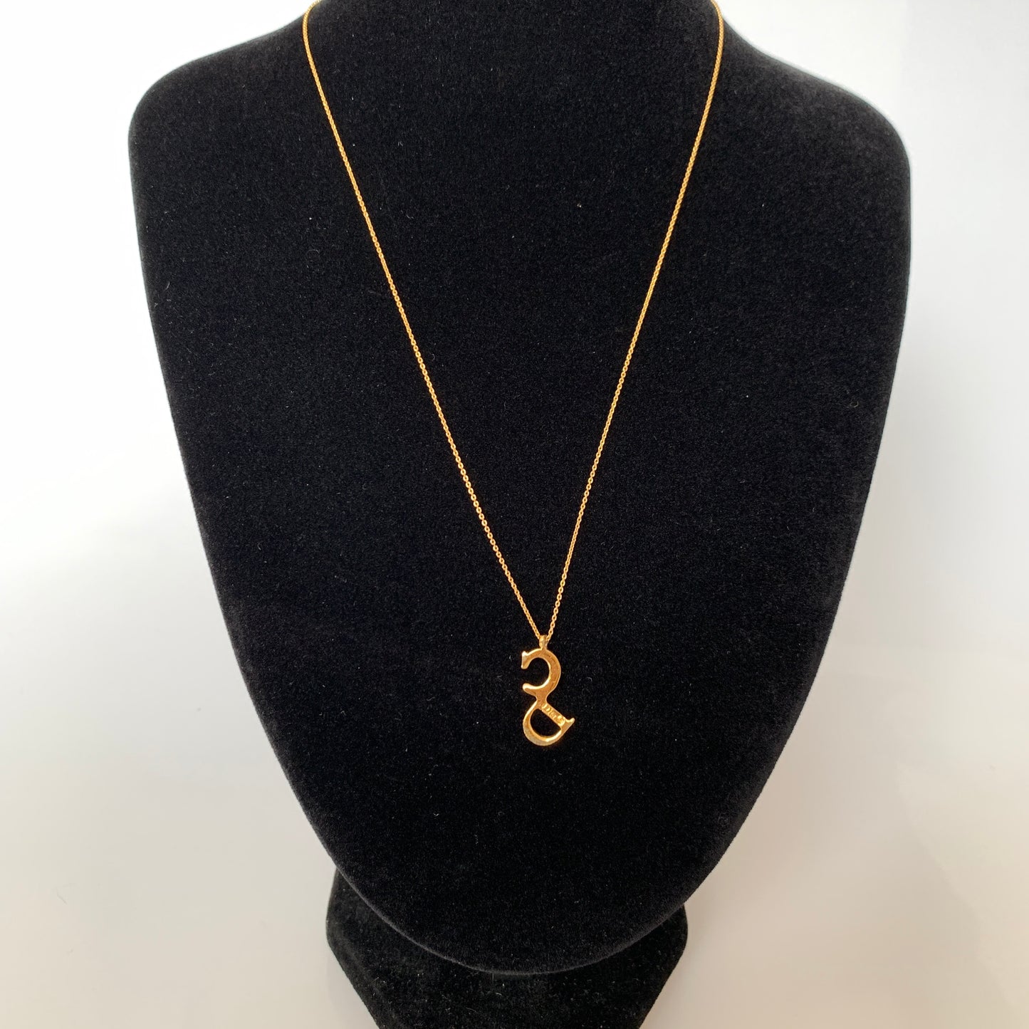 Dior CD letter pendant gold plated adjustable necklace Authentic with COA
