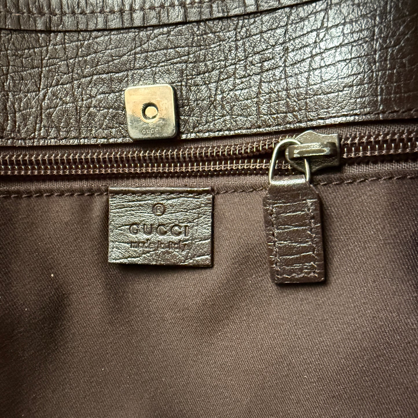Gucci GG supreme canvas and brown leather tote bag authentic with COA
