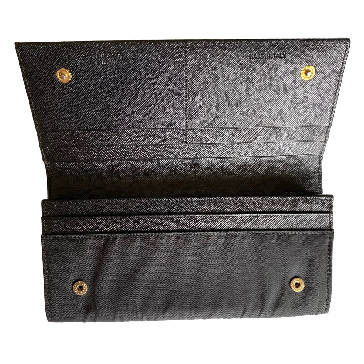 Prada triangle logo nylon long wallet Authentic with COA 7.4x3.7
