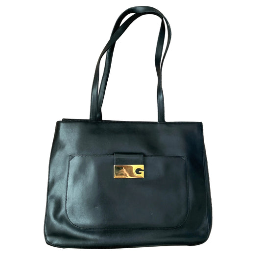 Givenchy G logo black leather shoulder tote bag authentic with COA dusty