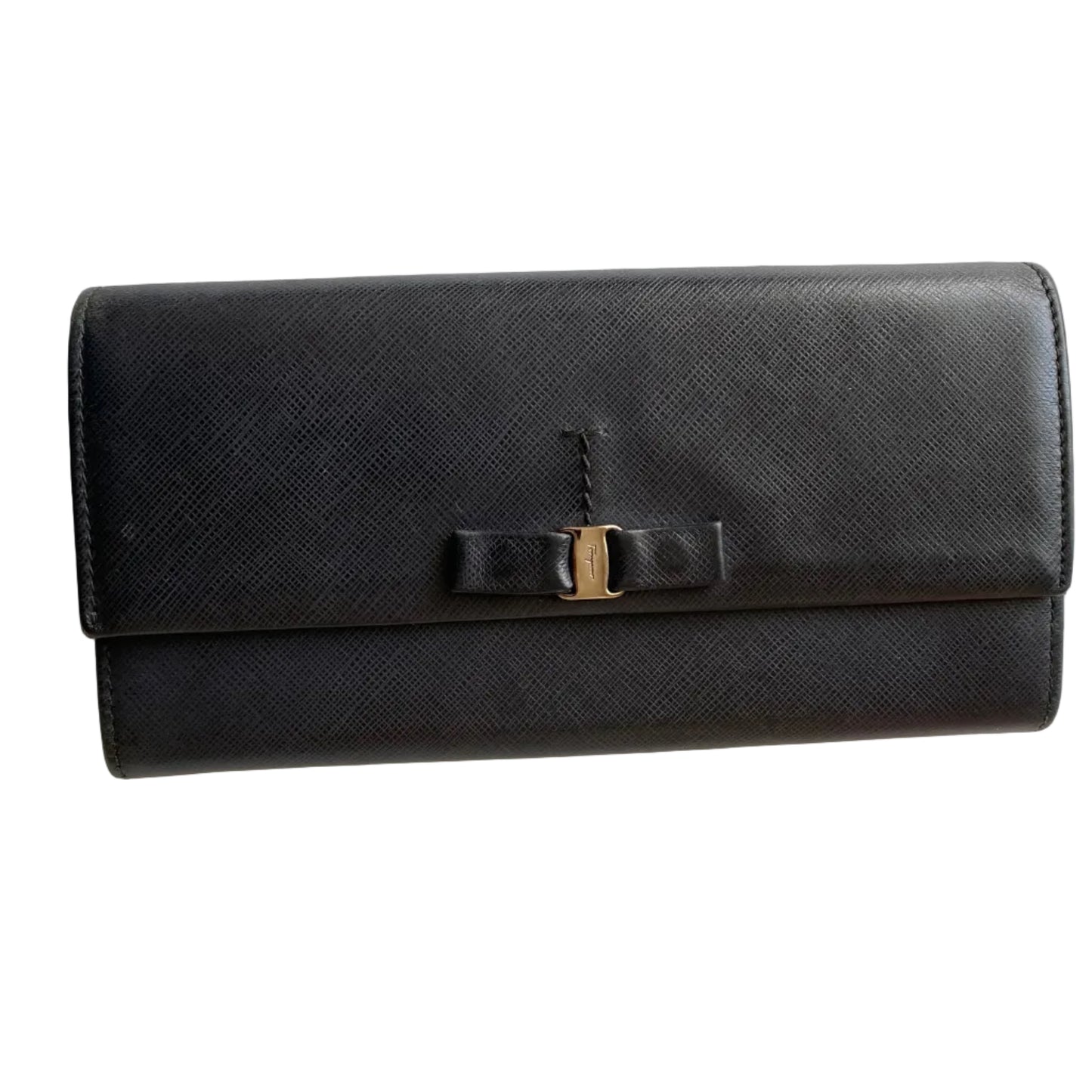 Salvatore Ferragamo vara bow leather long wallet Authentic with coa