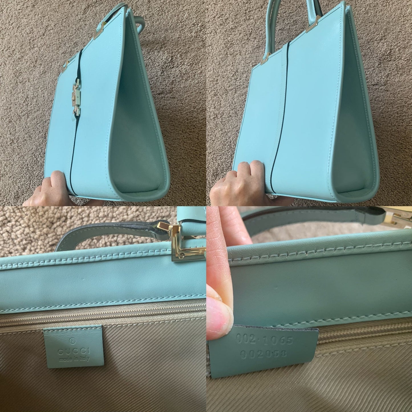 Gucci micro GG Jackie bag in light blue leather with dust bag and COA