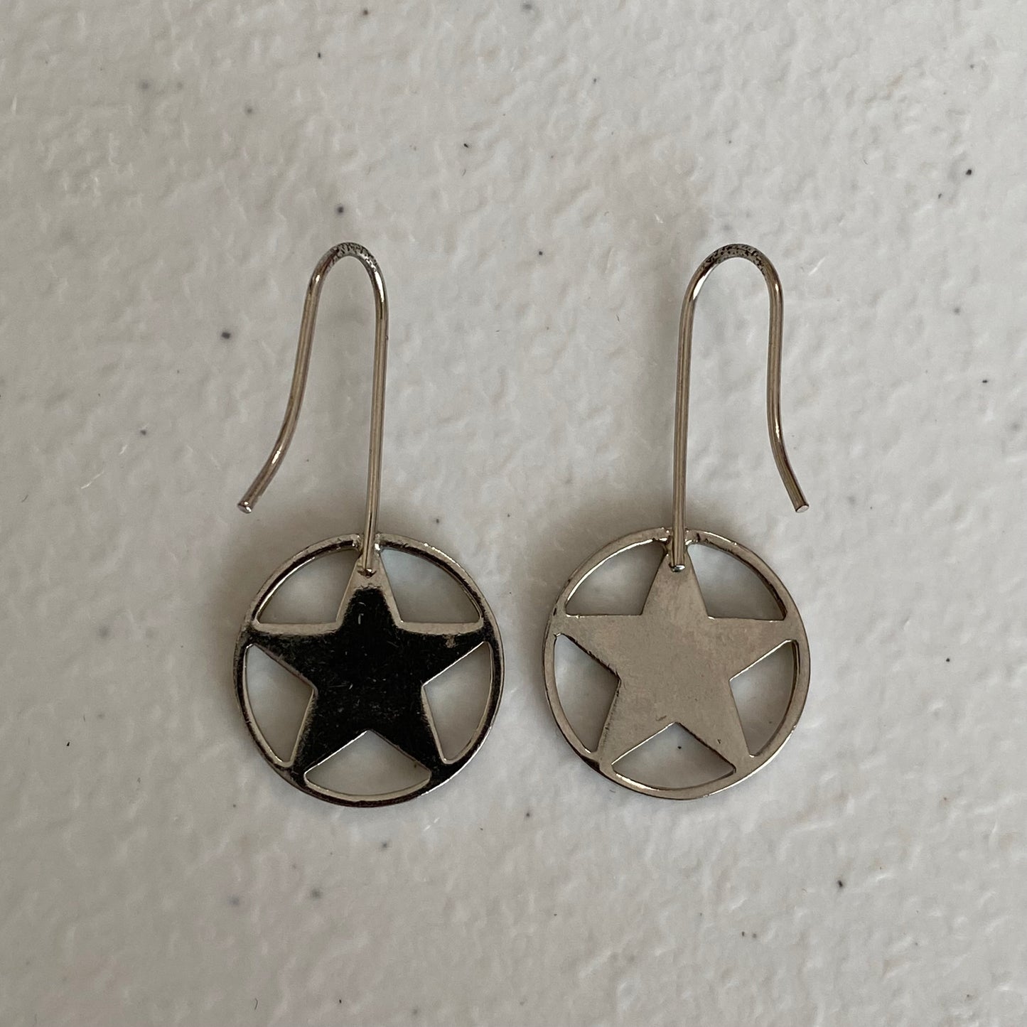 Dior blue star star silver tone dangle earrings authentic with coa