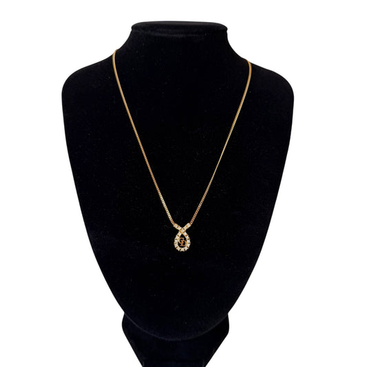 Christian Dior CD logo rhinestone gold tone necklace authentic with COA 005