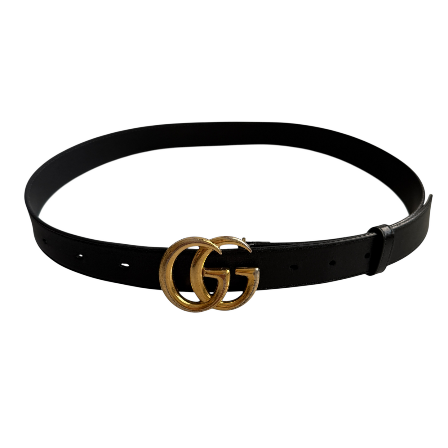 Gucci GG black leather belt unisex authentic with COA 85 cm 34”