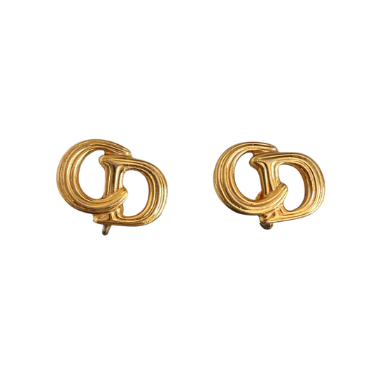 Christian Dior CD earrings gold plated authentic with COA