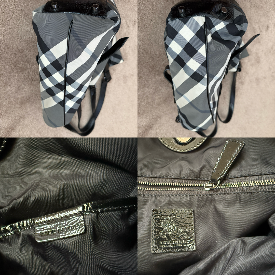 Burberry black white nova check tote bag authentic with COA