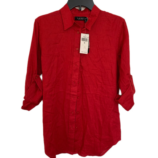 Lauren Ralph Lauren women’s NWT red button up linen shirt size medium