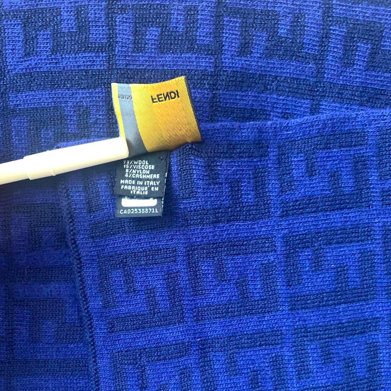 Authentic Fendi unisex double sided monogram wool and cashmere scarf