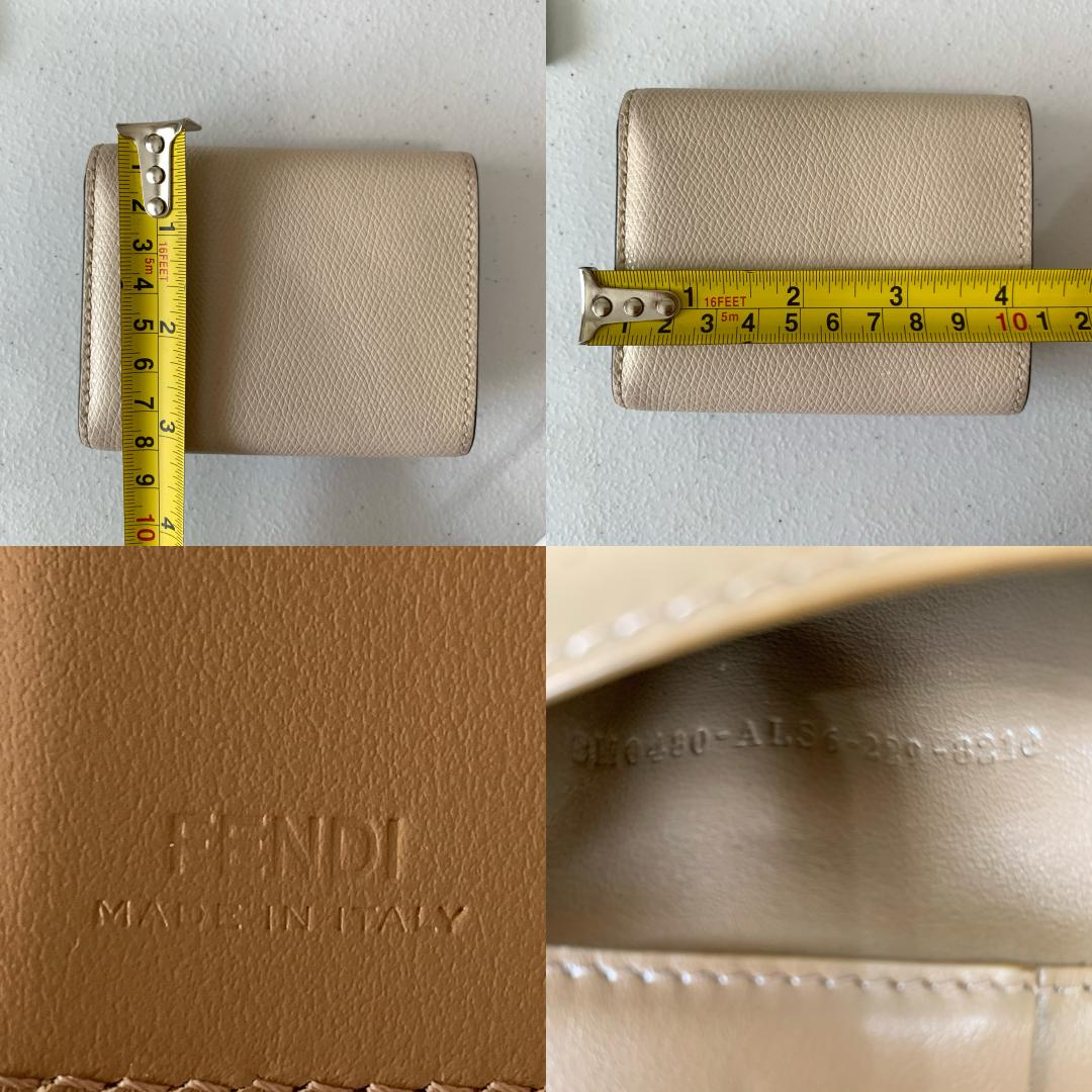 Fendi white Leather compact Wallet authentic with COA