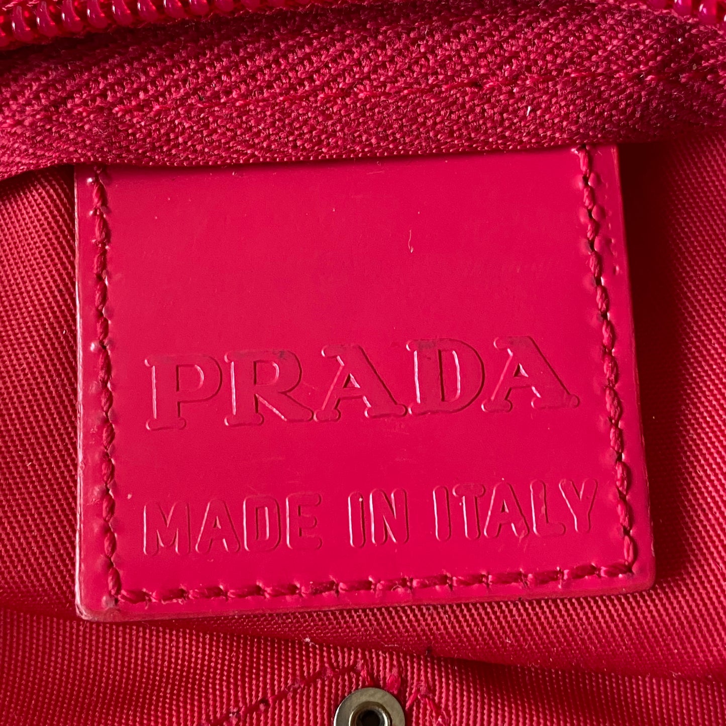 Prada triangle logo red pouch authentic with COA