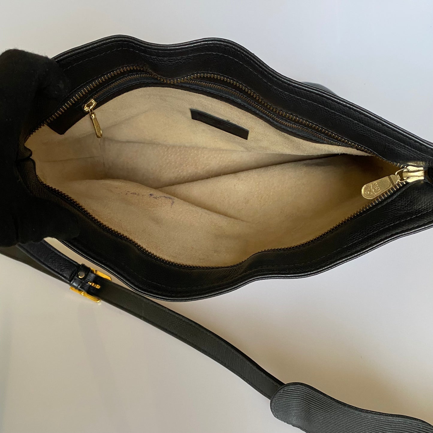 MCM black leather crossbody bucket bag Authentic with COA