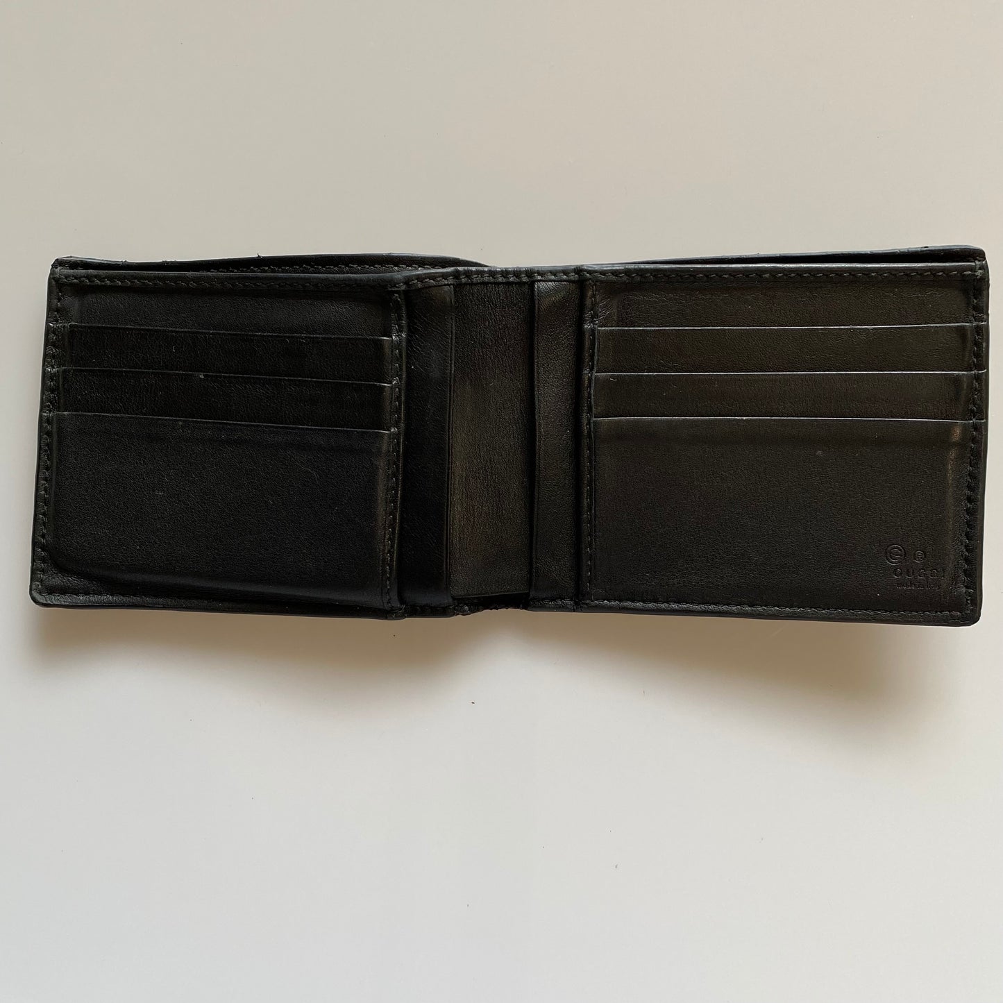 Gucci men’s bifold micro GG black leather wallet Authentic with COA