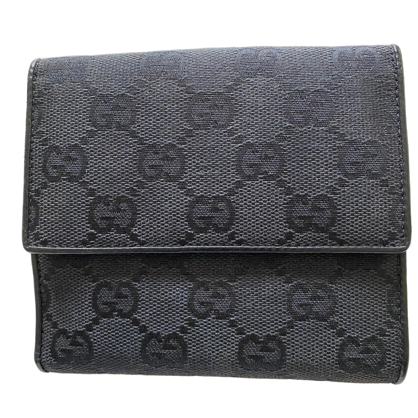 Gucci GG monogram black compact wallet authentic with COA 4.7x4.1