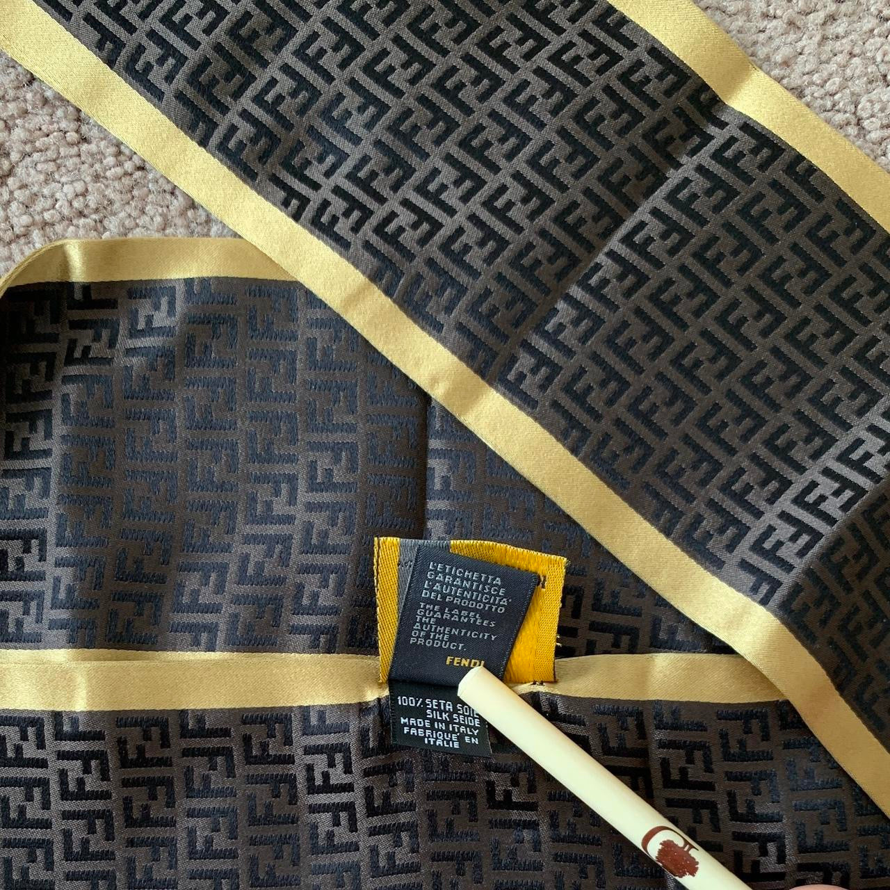 Authentic Fendi FF monogram women’s long silk scarf