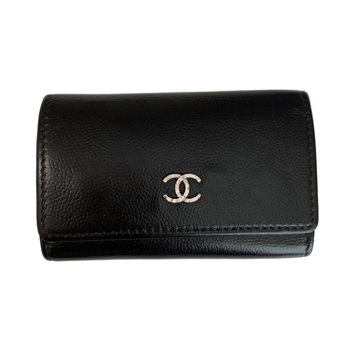 Chanel cc mark Black caviar Leather 6 ring key holder authentic with COA and guarantee card